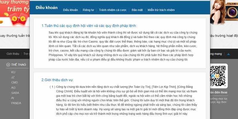 Người dùng không tuân thủ điều khoản điều kiện tại nhà cái Người dùng không tuân thủ điều khoản điều kiện tại nhà cái